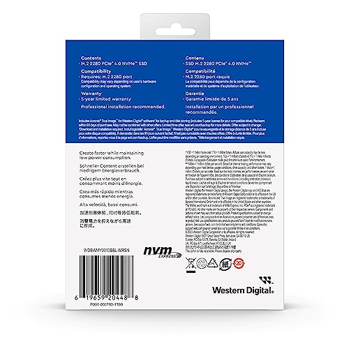 WD Blue SN580, 1 TB, M.2 2280 fino a 4150 MB/s, Include Acronis True Image per , clonazione e migrazione del disco, backup completo e ripristino rapido, protezione da ransomware - Hdd - Immagine 7