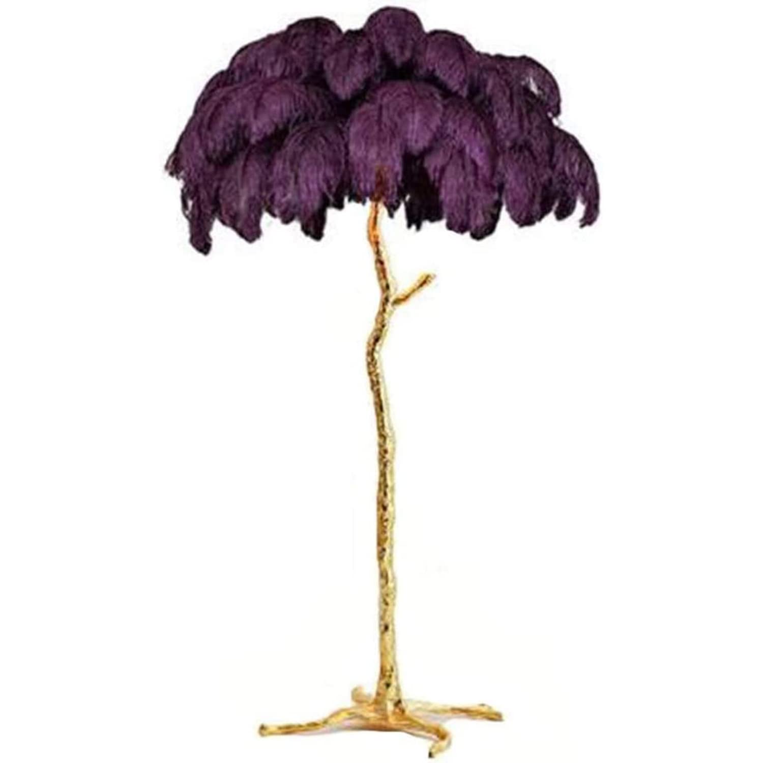 LED Floor Lamp, Dimmable Tripod Standing Lamp with Ostrich Feathers for Living Room and Office Decor