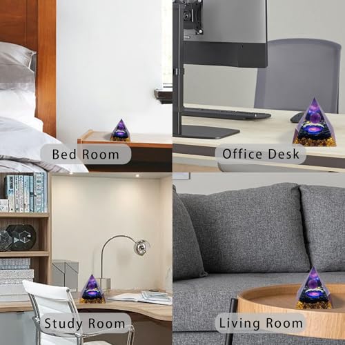 Orgone Pyramid for Positive Energy,Orgonite Pyramid Amethyst&Obsidian,Crystal for Attract Lucky Spiritual Gifts Healing Crystals and Stones,Crystale Gifts for Healing - Image 4