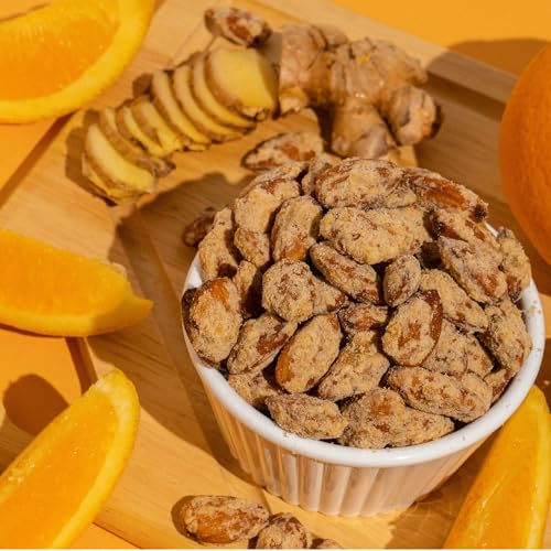 Image of Earthside Farms Orange Ginger Almonds Snack Packs, No Sugar Added Keto Friendly Nuts, Vegan Gluten Free Non GMO Plant Protein Treat, 1oz Individual Bags 6 Count