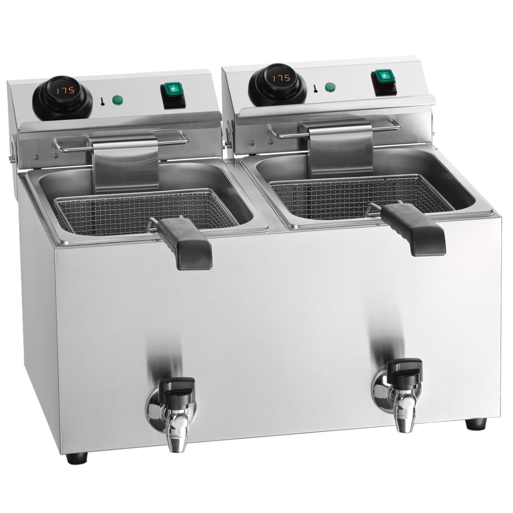 MBH - Freidora profesional doble de 18 Litros. Freidora eléctrica con control digital para hostelería