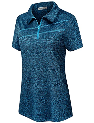 Image of MISS FORTUNE Women's Polo Shirts, Golf V-Neck Workout Tops, Moisture Wicking Ladies Golf Shirt Losse Fit for Tennis Yoga