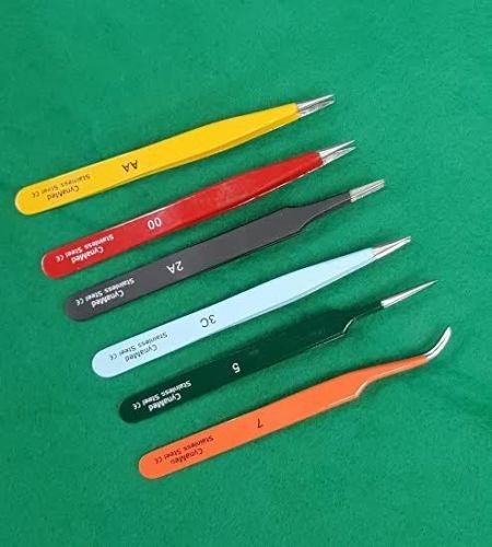 NEW SET OF 6 EACH Stainless Steel watchmaker Repair Anti-static Jewelry Tweezers Pick-UP Tools Set