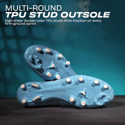 Image of Nivia Ashtang 3.0 Football Studs for Men, TPU Fusion Upper, 3D Emboss Control Texture, Knitted Collar, TPU Multi-Round Stud Outsole, Firm Ground Football Shoes