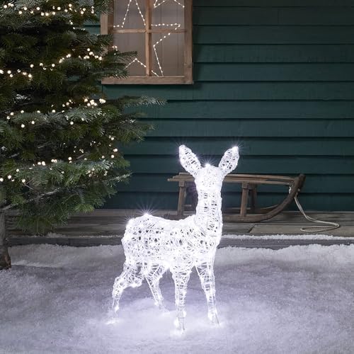Lights4fun Outdoor Battery Operated Reindeer 80 Dual LED Fawn Christmas
