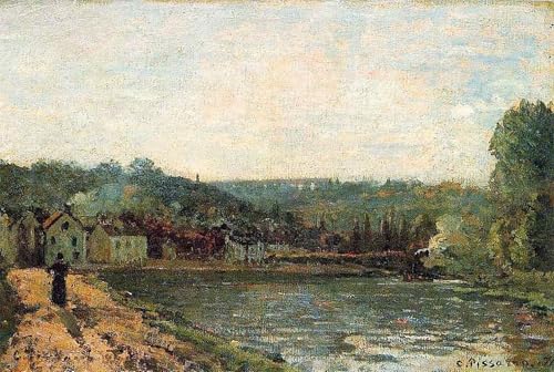 Toile Pissarro Bords de Seine à Bougival impression murale salon 60x90cm