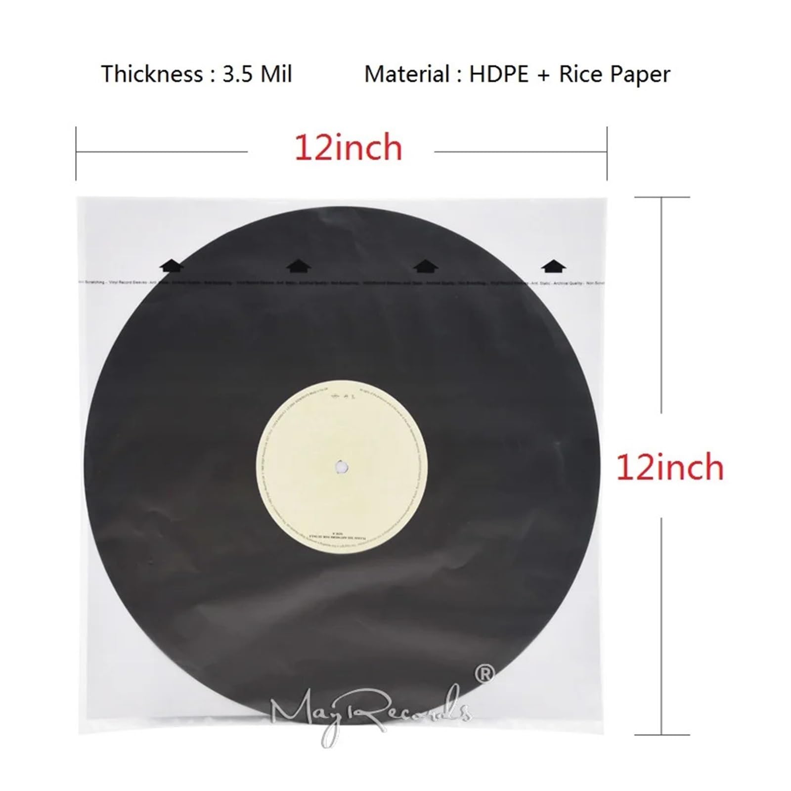 20 Pezzi di Buste di Carta for Dischi in Vinile LP, 3,5 Mil di Spessore, Buste Interne antistatiche for Dischi in Vinile LP da 12'' Manicotti Interni per Dischi in Vinile(No Words)