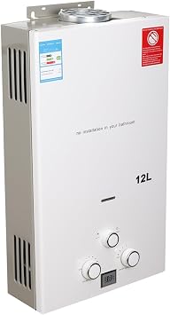 LPG Tankless Hot Water Heater, Portable 12L Tankless Water Heaters with Shower Kit [Energy Class A]