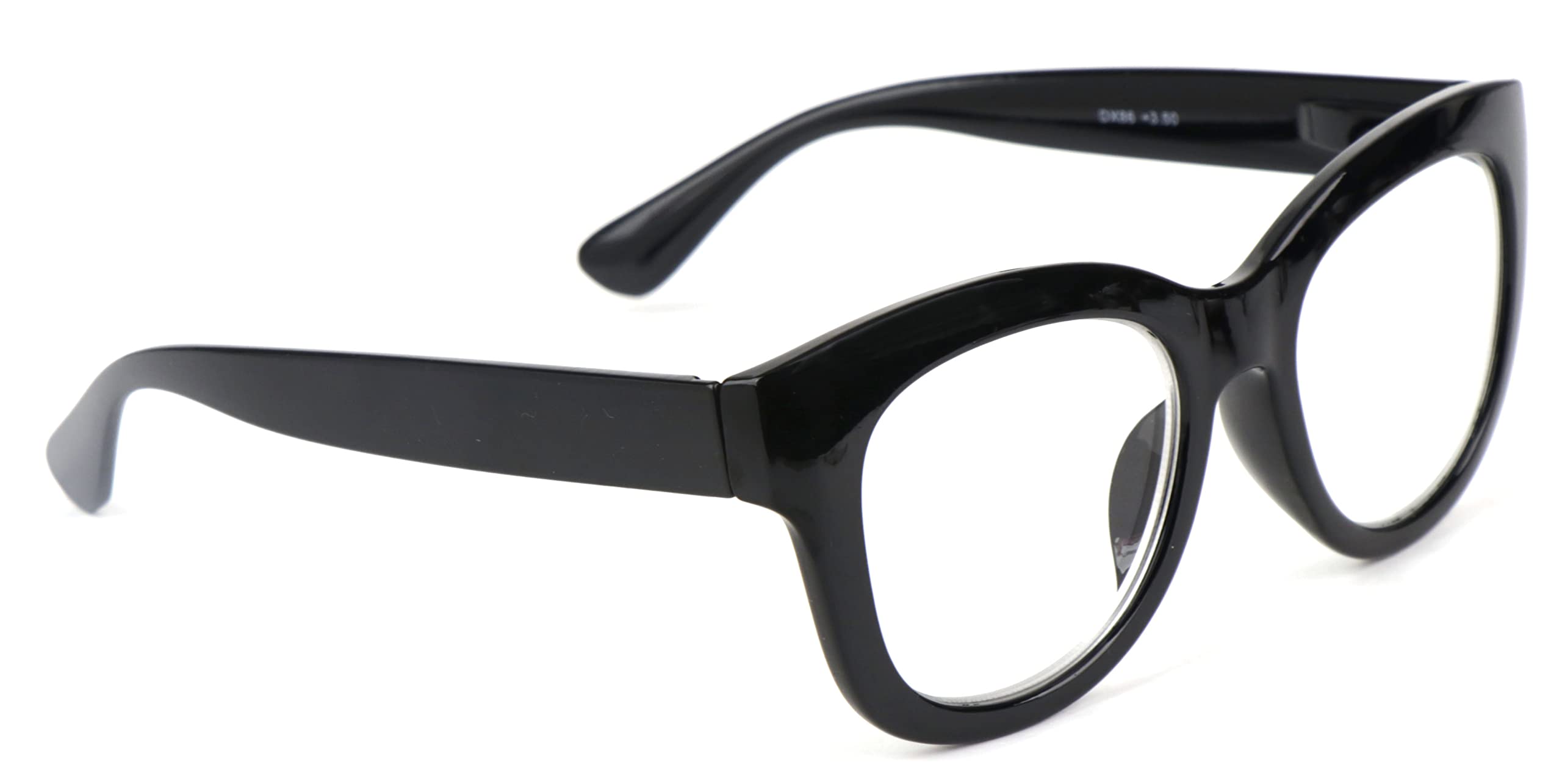 Fads & Fashions Unisex Shiny Black Bold Oval Fashion Retro Reading Glasses With Spring Hinges Dx86 (, 2.5, Diopters)