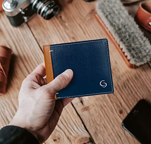 Image of Florence Genuine Leather Wallet for Men I 3 Credit /Debit Card Slots I 2 Secret compartments I 1 Coin Pocket & 2 Currency Compartments -Blue