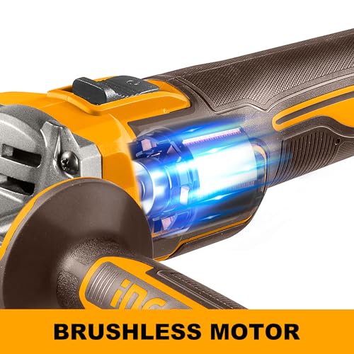 Image of INGCO 20V Cordless Brushless Angle Grinder 100mm, 900W, M10, 3-Speed Adjustment 3000 /6000 /9000RPM, With 1Pcs 4.0Ah Battery And Charger CAGLI261021