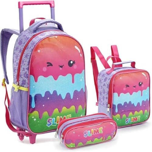Kit Escolar Infantil com Mochila de Rodinha, Lancheira Térmica e Estojo