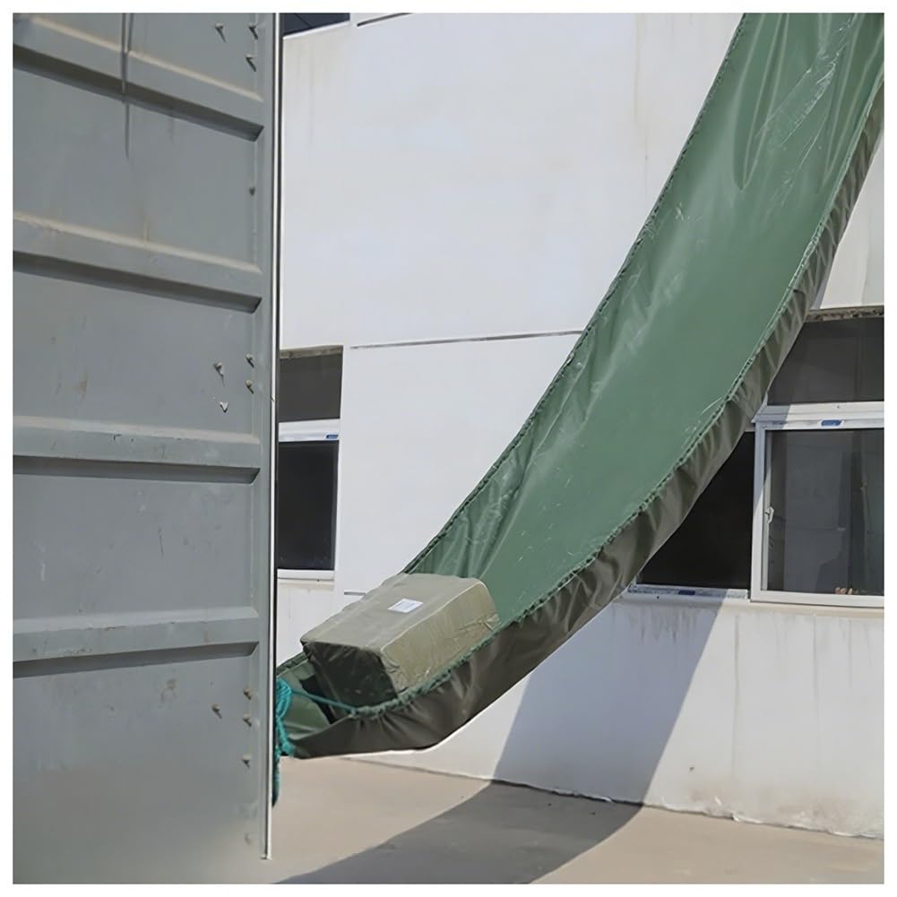 GLDYTVF Canvas Chute,Heavy Duty Tarpaulin Chute - 2x8m Green Canvas Cargo Slide with Grommets for Warehouse Loading & Unloading, Temporary Construction Use, Durable & Reliable