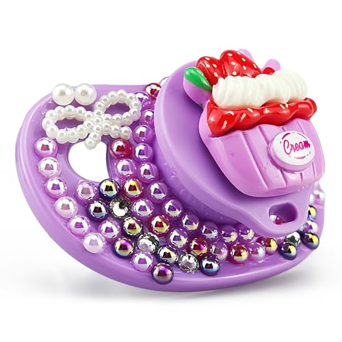 Image of Adult Sized Pacifier Purple Red Icecream Pattern Pacifier for Adults