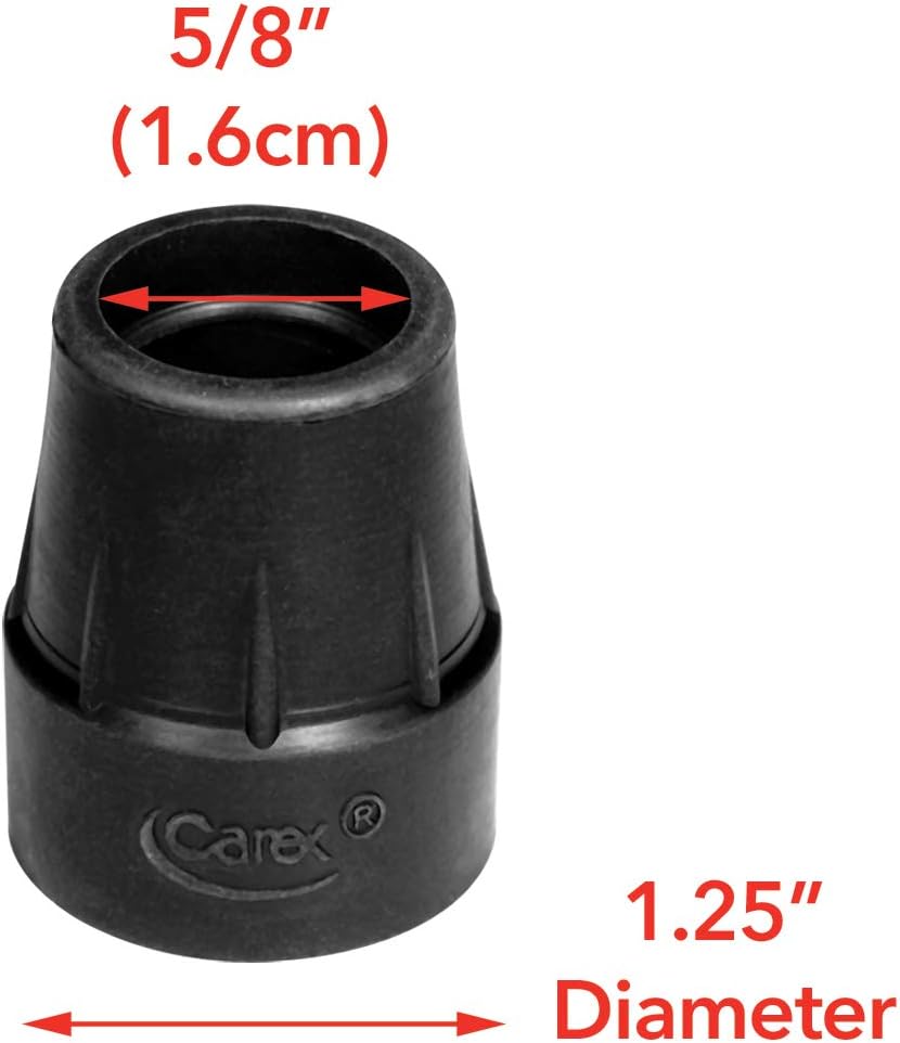 Carex Quad Cane Tips, Black, 5/8", 0.02 Pound