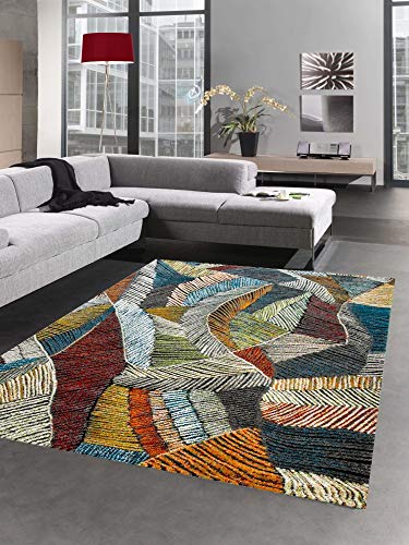 CARPETIA Teppich modern Designerteppich Blätter Design bunt Größe 200 x 290 cm
