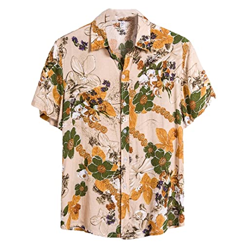Chemise d'été homme à motif floral hawaïen pour les vacances et terrasses