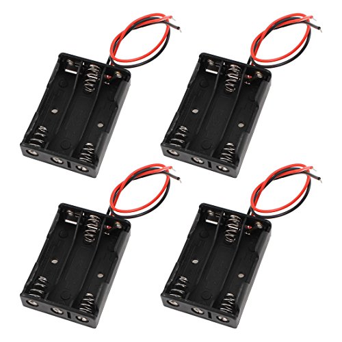 sourcing map 4 Piezas Cableadas 3 X 1,5 V AAA Batería Soporte Plástico Estuche Almacenamiento Caja Contenedor Organizador Adaptador Verificador