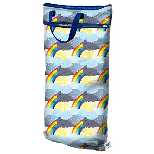 Image of Planet Wise Hanging Wet Dry Bag | Leak Proof Wet Bag for Swimsuit, Cloth Diapers, Breast Pump Parts | Zippered Waterproof Pocket for Dry Items | Smell Proof Bag for Baby Essentials (Through The Storm)