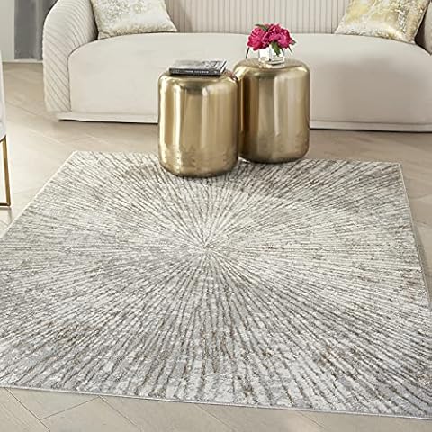 Inspire Me! Home Décor Metallic Glam Grey Mocha 5'3" x 7'3" Area Rug, Easy Cleaning, Non Shedding, Bed Room, Living Room, Dining Room, Kitchen (5x7) Cover