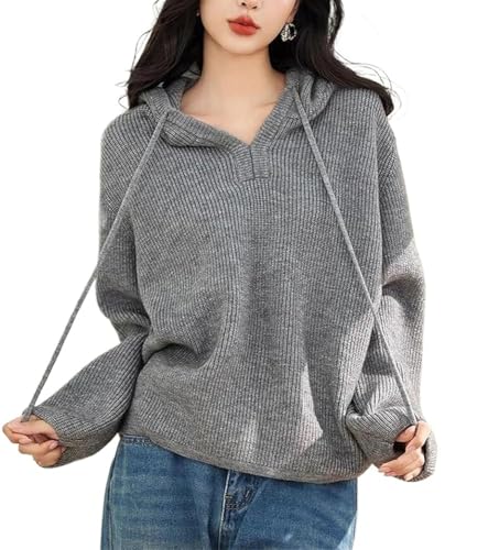 Women's Korean Style Hooded Sweater Long Sleeve Warm Loose Fit