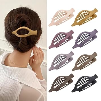 8 PCS Flat Hair Clips for Women, Matte Non-Slip French Flat Claw Clips, Strong Hold for Hair Accessories, Multi-functional without Pressure Marks French Barrette Hairclips for Thick&Thin Hair