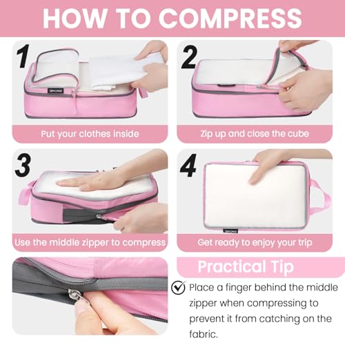 Image of BAGAIL 6 Set Ultralight Compression Packing Cubes Packing Organizer for Travel Accessories Luggage Suitcase Backpack