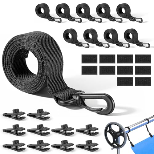 Canvino 10 Sets Pool Solar Cover Strap Kit Heavy-Duty Blanket Attachment