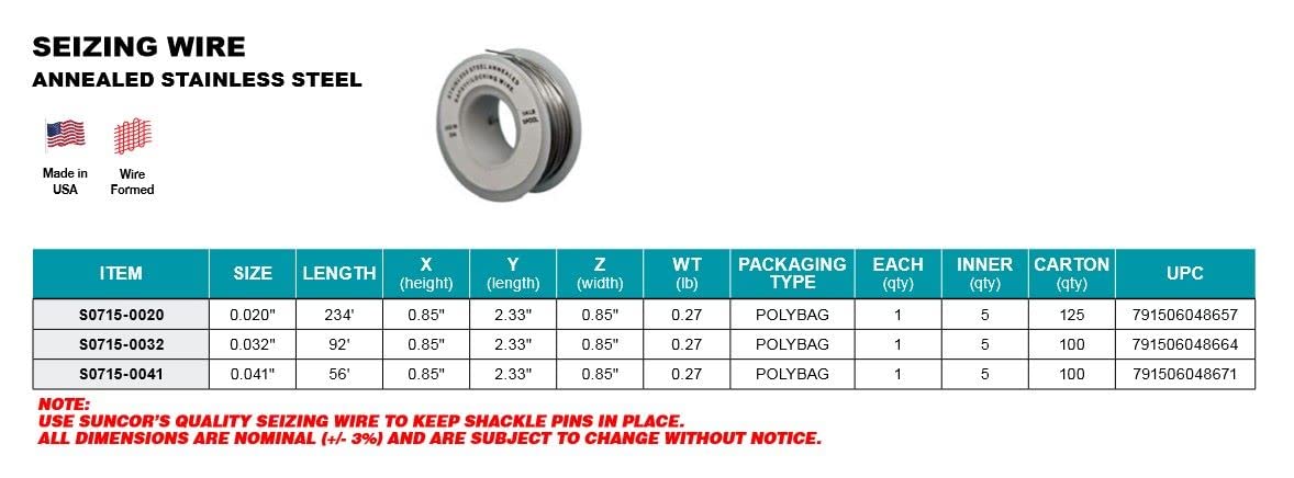 Stainless Stainless Seizing (Locking) Wire, 0.032" X 1/4 LB