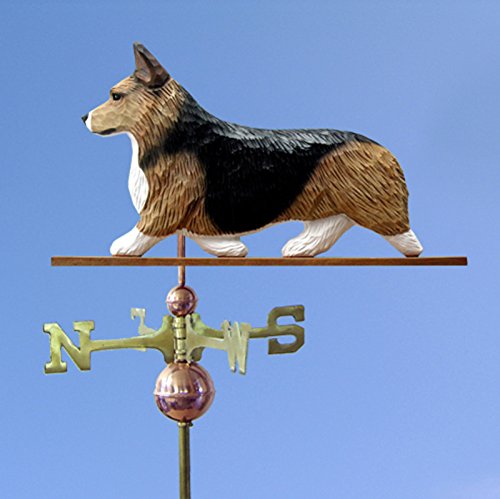 Corgi Hand Carved & Painted Weathervane Sable Pembroke, 22 Inch, No