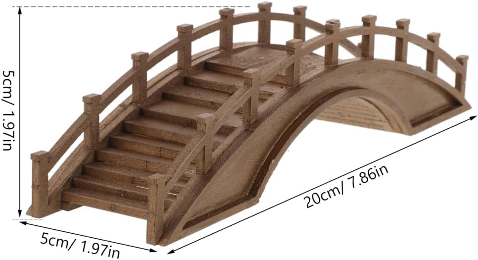 PRETYZOOM Arch Bridge Statue Adornments Solid Wood Landscaping Bridge Miniature Garden Accessory