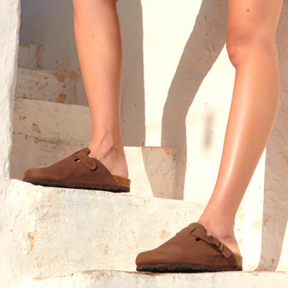 GRUNLAND Ciabatte Sabot Donna in Vera Pelle SARETTA con Cinturino Fibbia Regolabili e Sottopiede anatomico