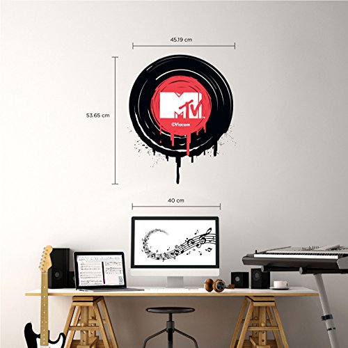Image of Asian Paints Wall Ons Original MTV 'XL' Wall Decal - 'Play The MTV Record' DIY Removable Peel and Stick Wall Sticker - 'Covers H 1.8 ft x W 1.5 ft on The Wall' Home Decor