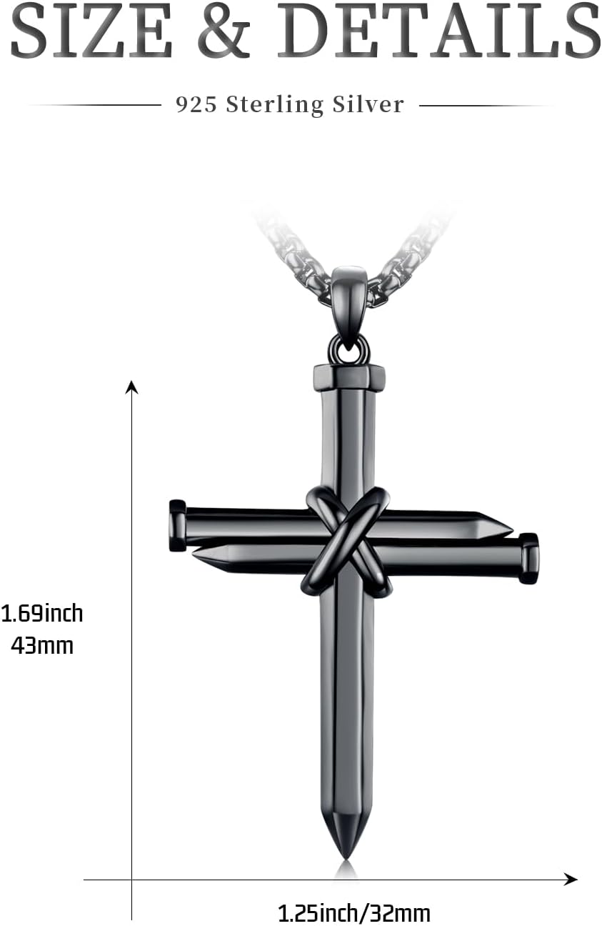 TwoAnts 925 Sterling Silver Religious Cross Pendant Necklace Jewelry Gifts for Men Women - Image 4