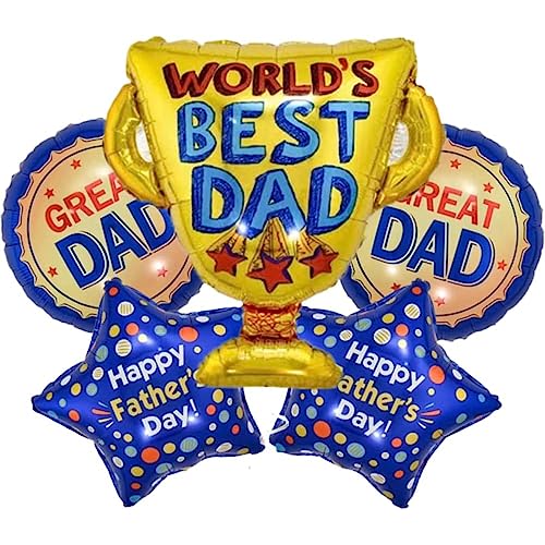 DIWULI World's Best Dad Trofeo Palloncini Miglior Papà, Great Dad Divertenti, Happy Father's Day Palloncini in Foil per Compleanno Papà, Festa del Papà, Decorazione, Pallone, Palloncino