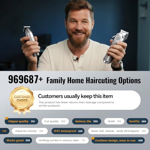 Image of Jack & Rose Hair Clippers for Men Set Professional, Cordless Men Hair Trimmer, Electric Shavers, Barber kit, 4 in 1,LED Display, for Nose, Body, Bald Head