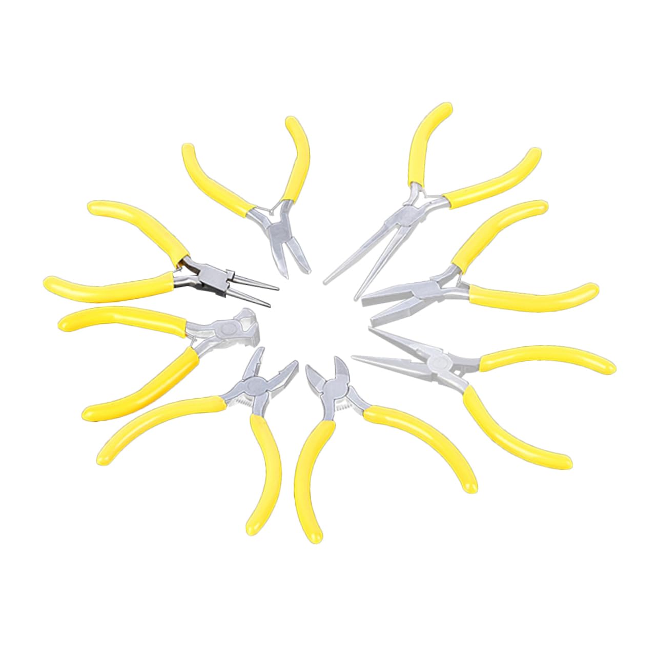 HOMSFOU 5-inch Mini Pliers Set 8 Pieces Steel Needle-nose Bent Nose Soft Jaw Insulated Pliers for Jewelry Repair