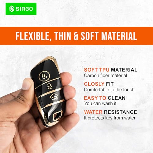 Image of SIAGO SIA356 TPU Key Cover and Metal Keychain Compatible for Kia Sonet | Carens | Seltos 3 Button Smart Key (Black Pack of 1)