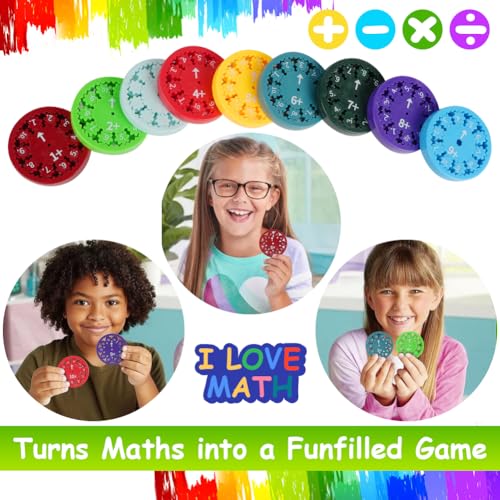 AUAUY 18 Stück Math Fidget Spinners, Zahlen Fidget Spinner Spielzeug, Lindert Stress Zappel Lernspiel Spielzeug, Additions Subtraktions Multiplikations und Divisions Mathe Lernspiele Zappel Spielzeug