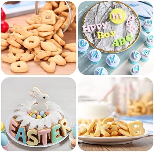 36 Pcs Alphabet Number Cookie Cutter Moulds Set, Fondant Mould DIY Biscuits Embosser Baking Mold for Christmas Cupcake Decor Birthday Wedding Party Cake Decoration