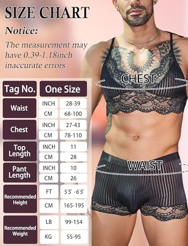 FEOYA Sexy Dessous Set Herren Unterwäsche Spitzen BH Top Slip Männer Schlafanzug Crossdresser Nachtwäsche Lingerie Pantys