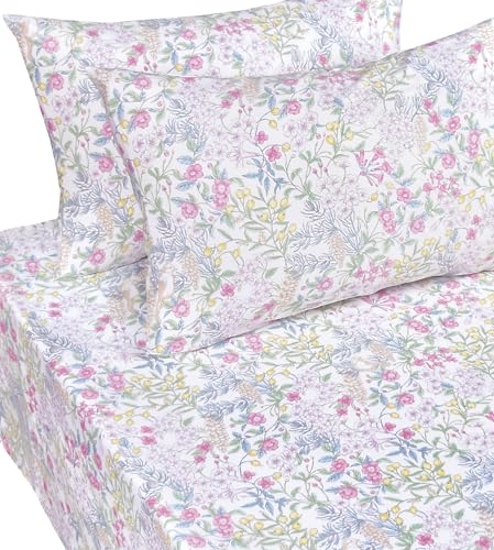 Image of Scientific Sleep Vine Flower Plants Leaves Wild Fruit Bird Vintage Floral 100% Cotton Bed Sheet Set Kids Girls Teen, Flat Sheet & Fitted Sheet & Pillowcase Bedding Set (Botanic Garden, Full)
