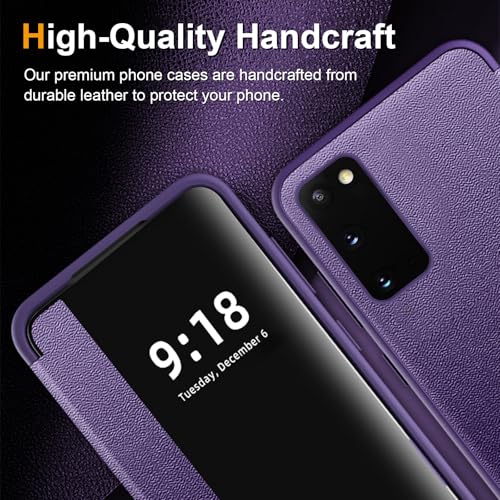 Étui à rabat pour Samsung S20 5G antichoc 360 violet transparent