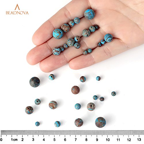 Image of BEADNOVA 8mm Crazy Matte Blue Lace Agate Gemstone Round Loose Beads for Jewelry Making (45-48pcs)