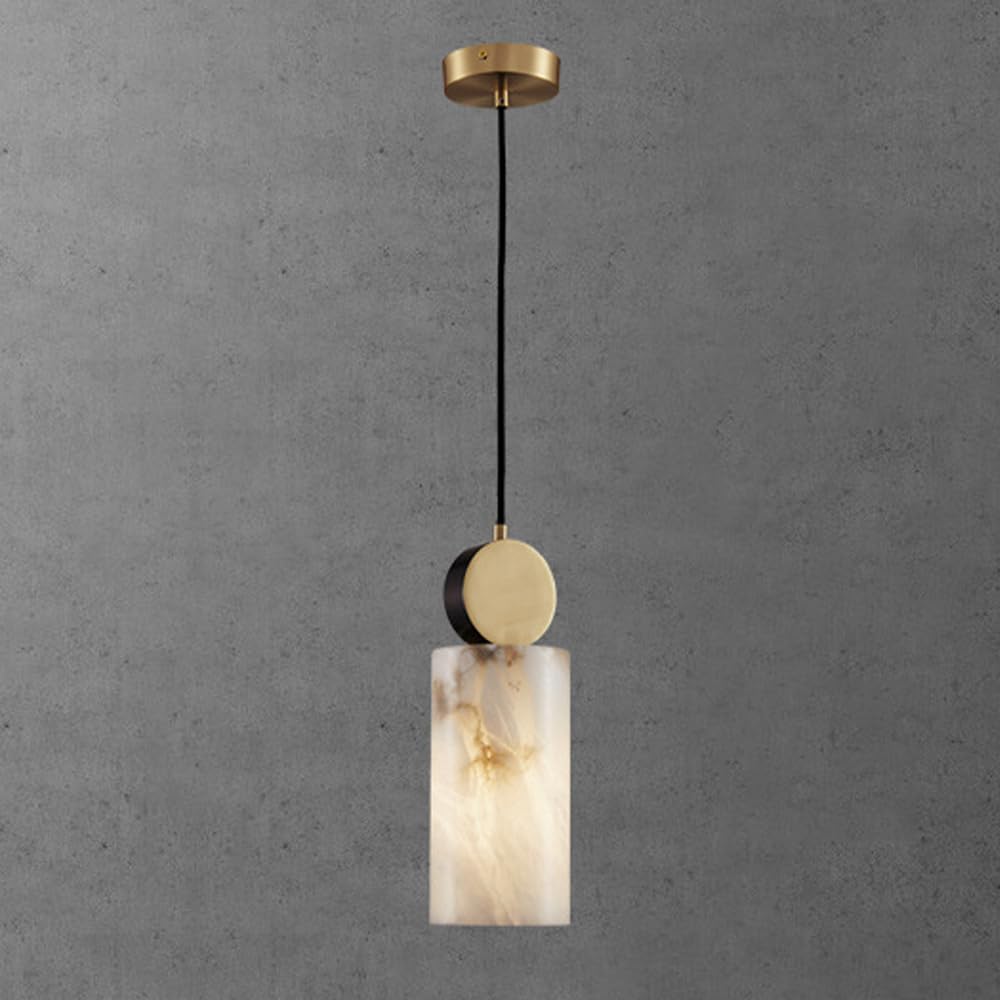 SYAXVOM Nordic Copper Marble Pendant Light with Natural Alabaster Ceiling Suspended Lights for Restaurant Bar Kitchen Island Small Chandelier G9 Droplight