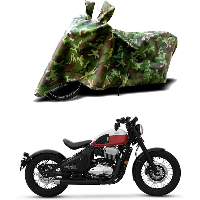 Image of 100% Water Resistant Full Bike Scooty Two Wheeler Body Cover Compatible for Jawa 42 Bobber /UV-Rays /Heat Protection /Birds Dropping /Scratchproof /Dust Proof /Waterproof /All Varients[Green MJ]