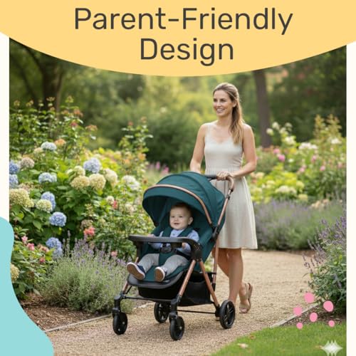 Image of Safe-O-Kid Breez Baby Rubber Wheel Stroller /Pram with 1 Year Warranty (Model - 2024) for New Born /Toddler /Kid for 0 to 3 Years Travel Friendly, 5 Point Safety Harness - Green