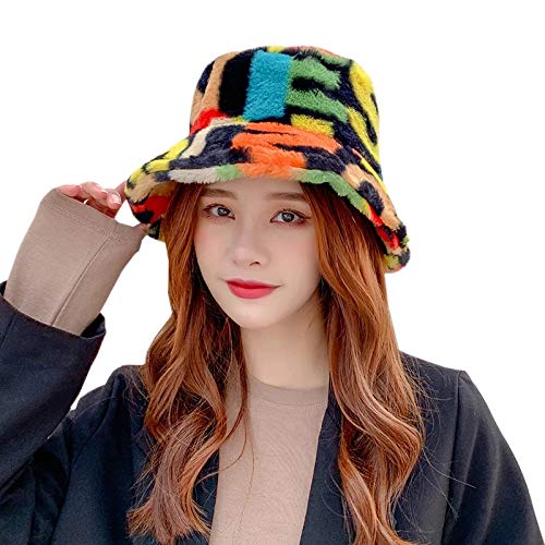 Purfanree Women's Soft Faux Fur Bucket Hat Fluffy Winter Warmer Fisherman Cap #TOP4