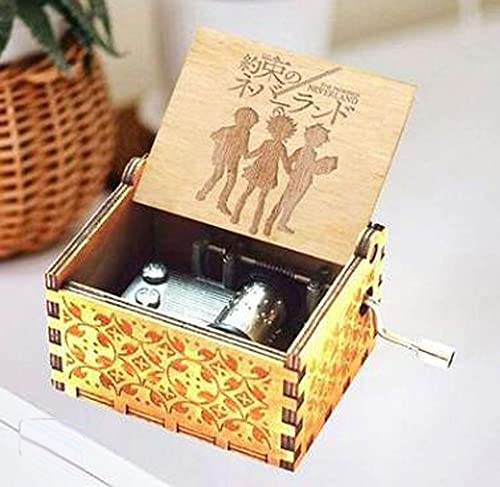 Cuzit Isabellas Lullaby Engraved Music Box from Anime The Promised Neverland Musical Box TPN Fans Tiny Hand Crank Musicbox, Black Cuzit Isabellas Lullaby Engraved Music Box from Anime The Promised Neverland Musical Box TPN Fans Tiny Hand Crank Musicbox, Black