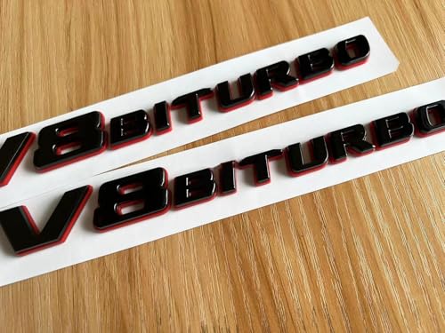 Image of 2PCS 2017+ V8 Biturbo Left & Right Side Decal Badge Sticker Emblem (Redline)